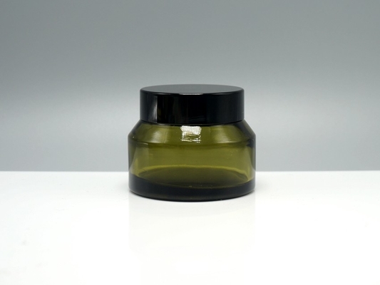 China JG-S31 15g 30g 50g olive green glass cosmetic jar, cream container, professional skin care packaging manufacturer supplier